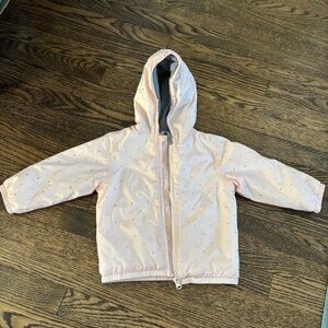 Petit Bateau Fleece Lined Heart & Striped Lined Jacket 24M